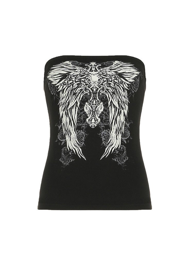 Y2K Butterfly Wings Tube Top - Velvette Muse