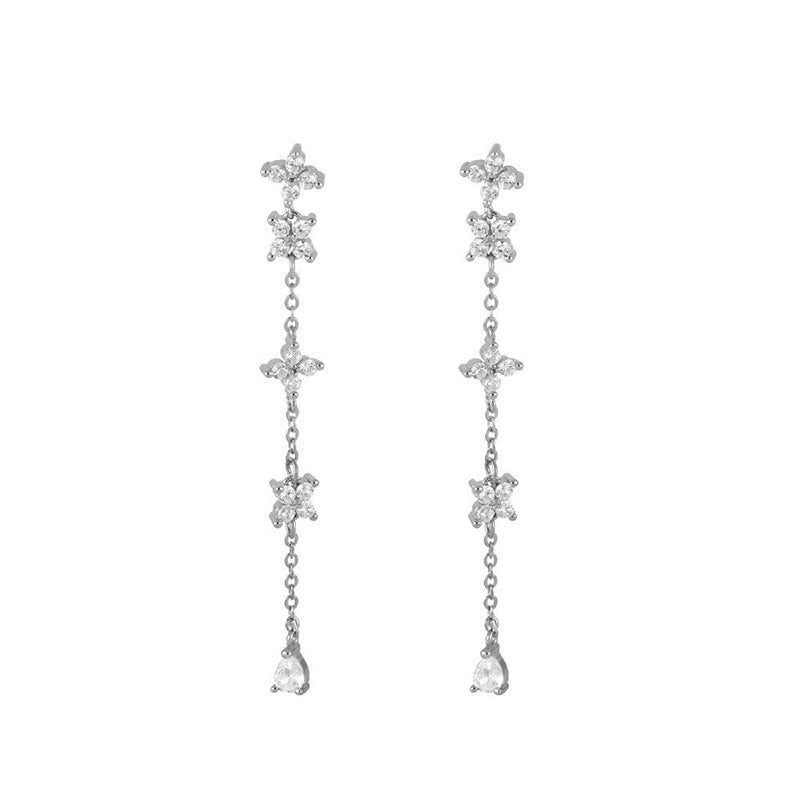 Crystal Tassel Petal Earrings - Velvette Muse