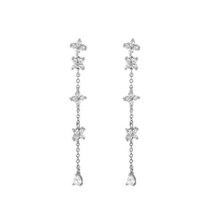 Crystal Tassel Petal Earrings - Velvette Muse