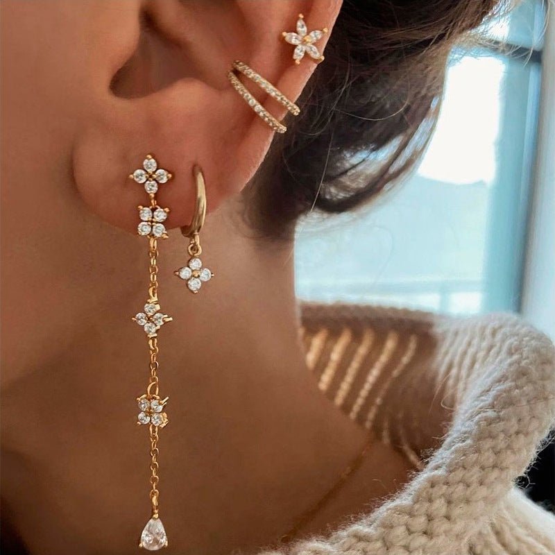Crystal Tassel Petal Earrings - Velvette Muse