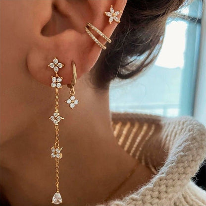 Crystal Tassel Petal Earrings - Velvette Muse