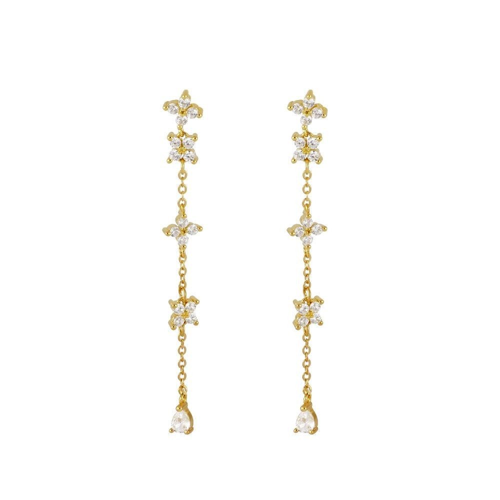 Crystal Tassel Petal Earrings - Velvette Muse