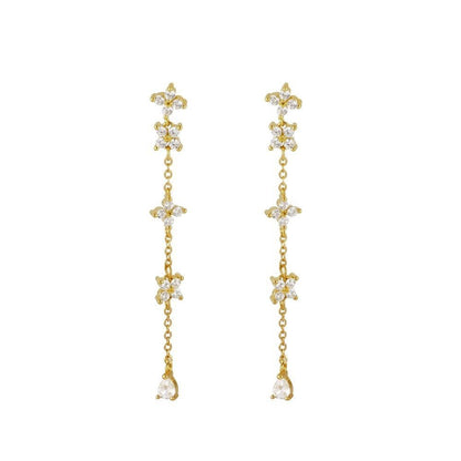 Crystal Tassel Petal Earrings - Velvette Muse