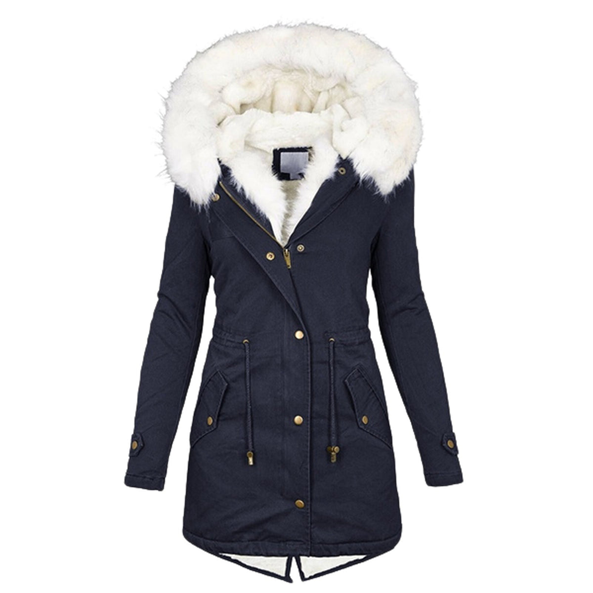 Hooded Fur-Collar Winter Parka - Velvette Muse