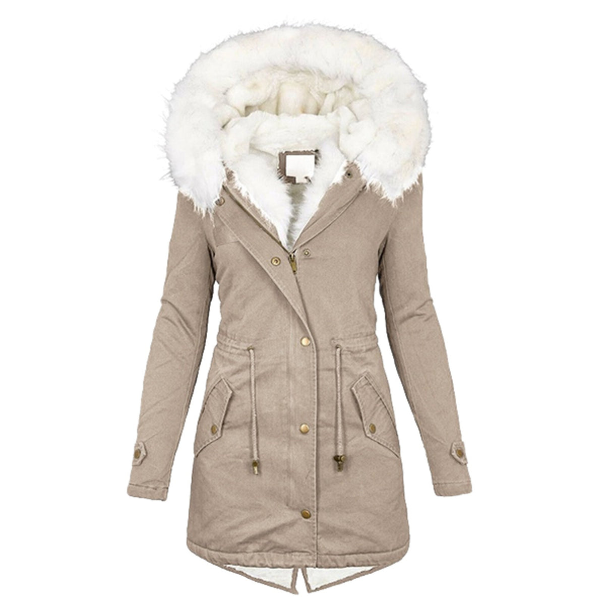 Hooded Fur-Collar Winter Parka - Velvette Muse