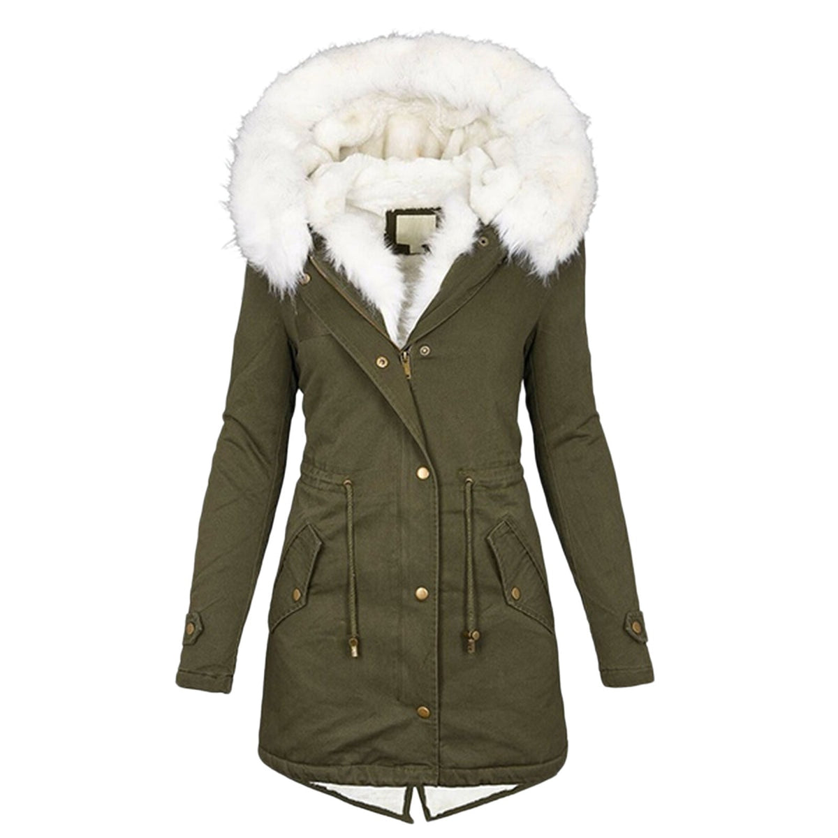 Hooded Fur-Collar Winter Parka - Velvette Muse