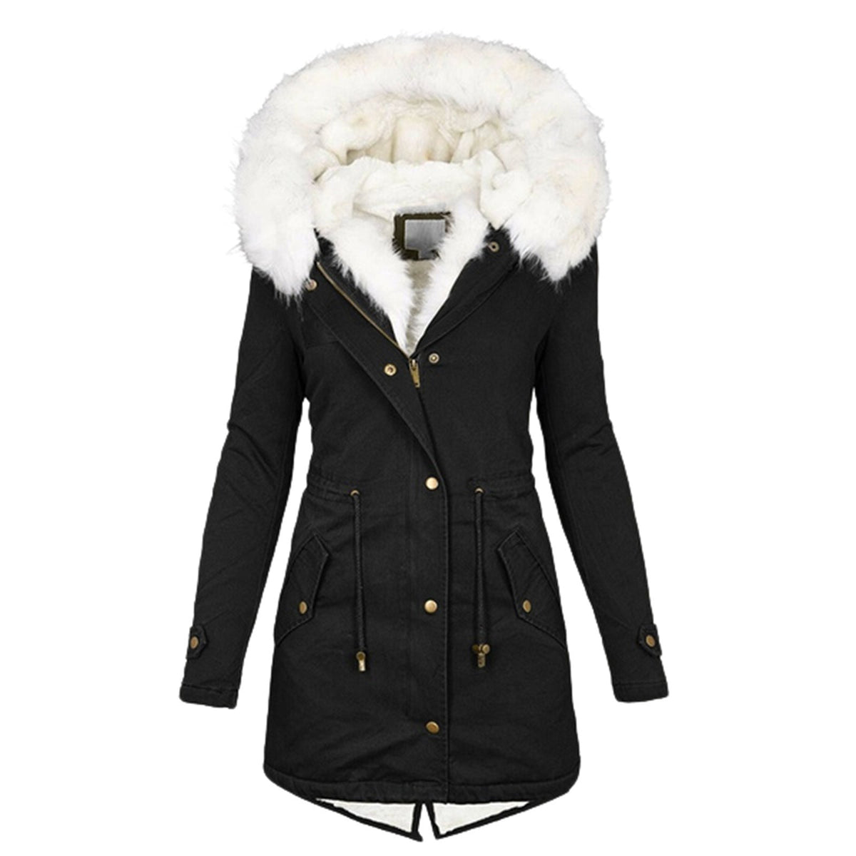 Hooded Fur-Collar Winter Parka - Velvette Muse