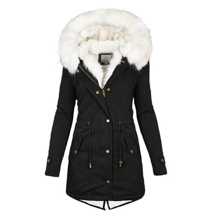 Hooded Fur-Collar Winter Parka - Velvette Muse