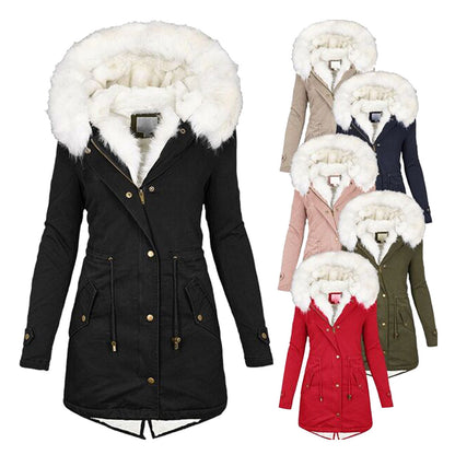 Hooded Fur-Collar Winter Parka - Velvette Muse