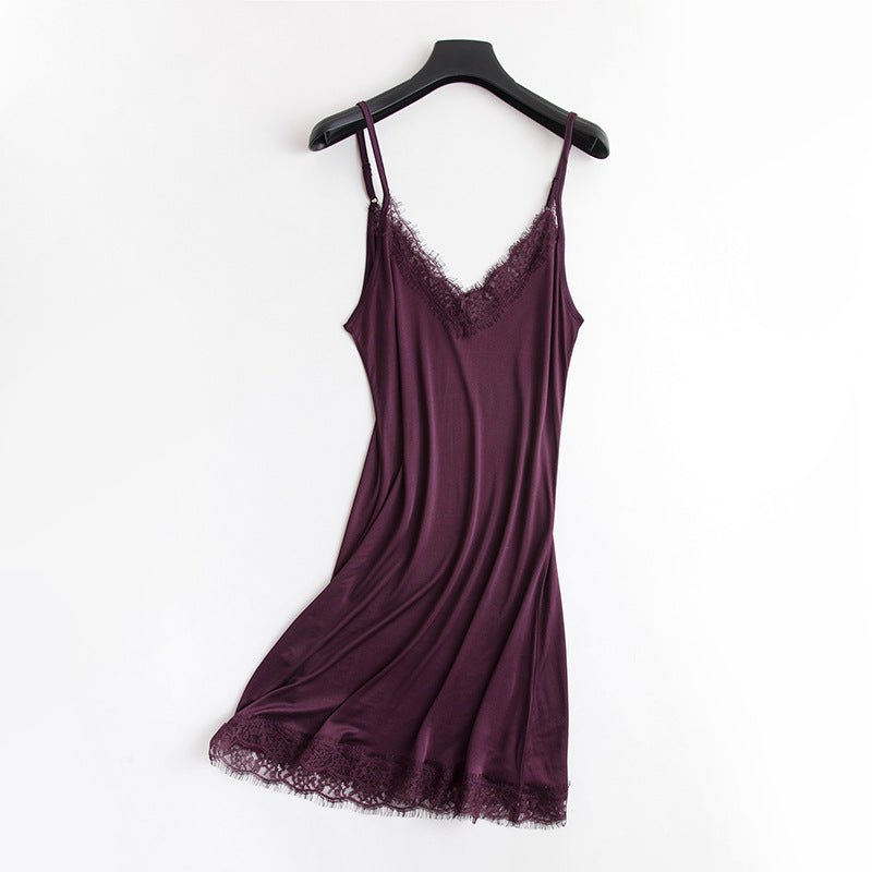 Mulberry Silk Lace Nightdress - Velvette Muse