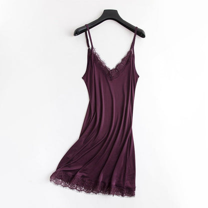 Mulberry Silk Lace Nightdress - Velvette Muse