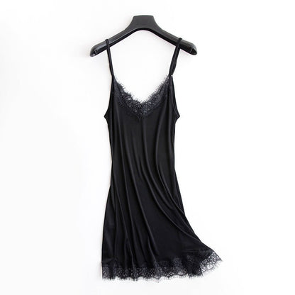 Mulberry Silk Lace Nightdress - Velvette Muse