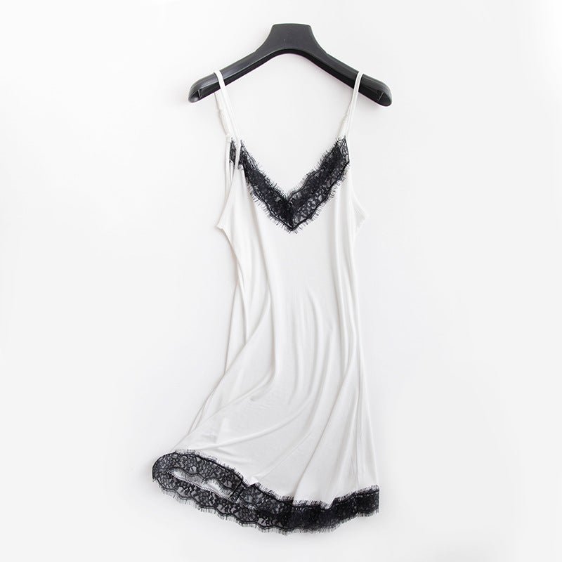 Mulberry Silk Lace Nightdress - Velvette Muse