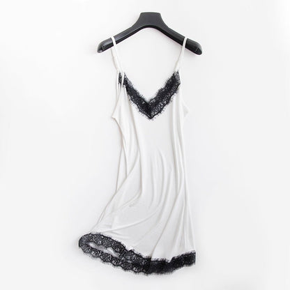 Mulberry Silk Lace Nightdress - Velvette Muse