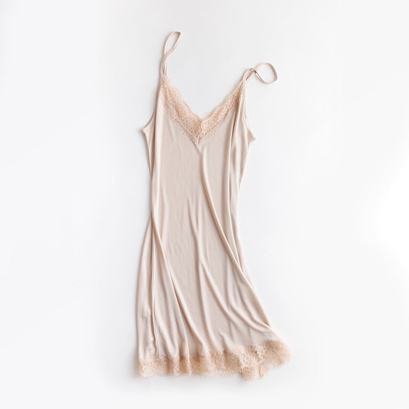 Mulberry Silk Lace Nightdress - Velvette Muse