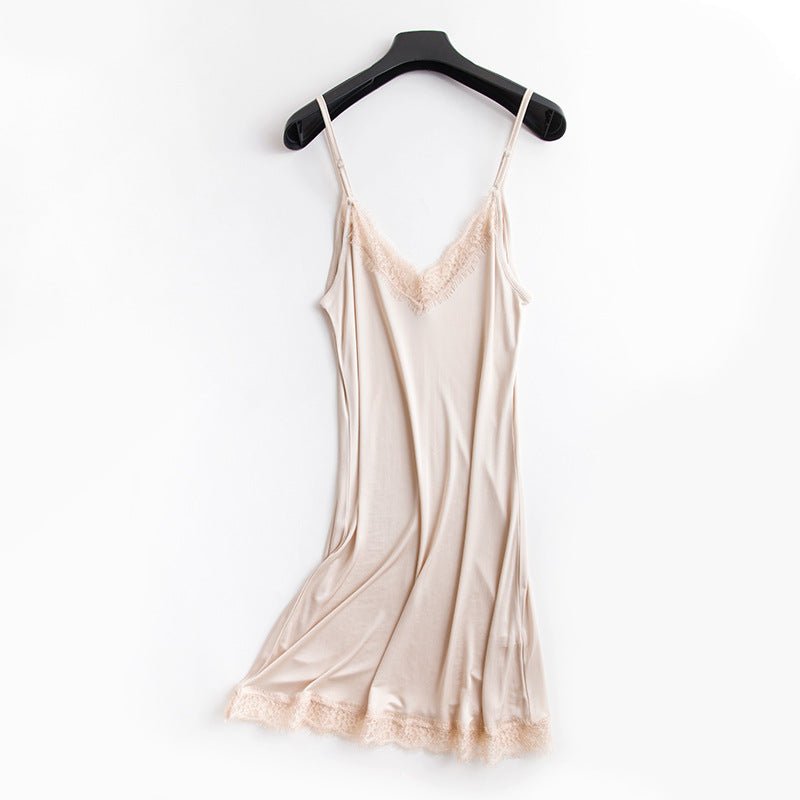Mulberry Silk Lace Nightdress - Velvette Muse