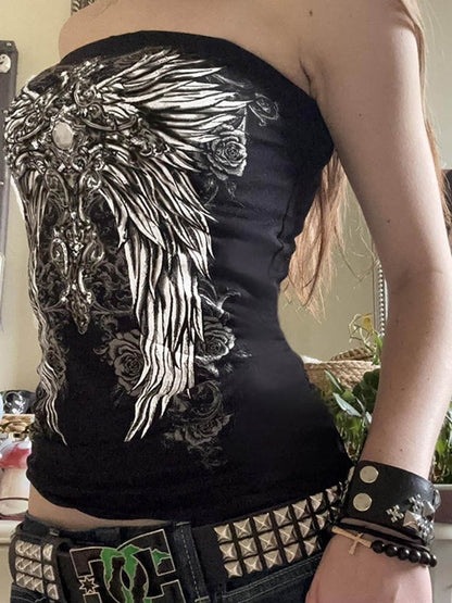 Y2K Butterfly Wings Tube Top - Velvette Muse